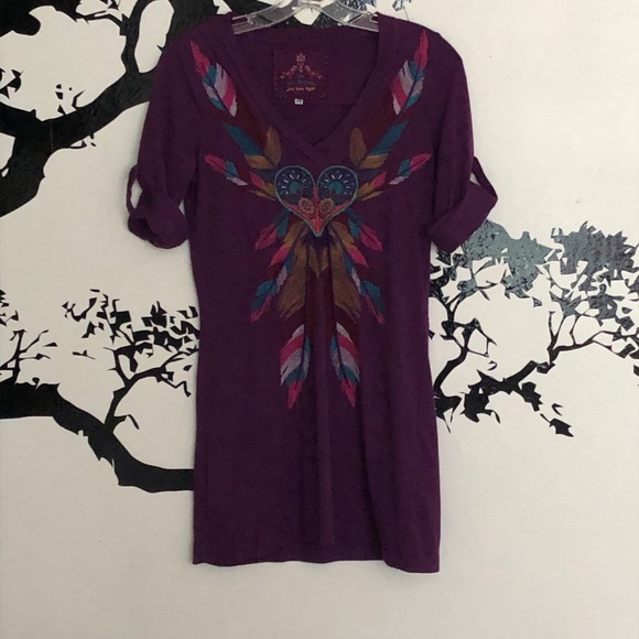 JWLA Johnny Was Purple Embroidered Tunic Dress XS - Picture 3 of 6